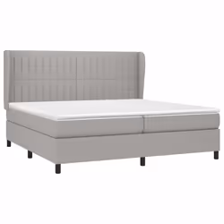 vidaXL Giroletto a Molle con Materasso Grigio Chiaro 200x200cm Tessuto - Vista aggiuntiva 3