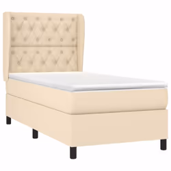 vidaXL Giroletto a Molle con Materasso Crema 80x200 cm inTessuto - Vista aggiuntiva 3