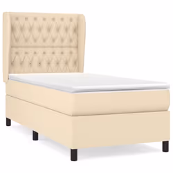 vidaXL Giroletto a Molle con Materasso Crema 90x190 cm in Tessuto - Vista aggiuntiva 2