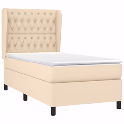 vidaXL Giroletto a Molle con Materasso Crema 90x190 cm in Tessuto - Vista aggiuntiva 3