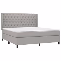 vidaXL Giroletto a Molle con Materasso Grigio Chiaro160x200 cm Tessuto - Vista aggiuntiva 3