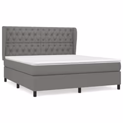 vidaXL Giroletto a Molle con Materasso Grigio Scuro 160x200 cm Tessuto - Vista aggiuntiva 2