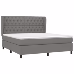 vidaXL Giroletto a Molle con Materasso Grigio Scuro 160x200 cm Tessuto - Vista aggiuntiva 3