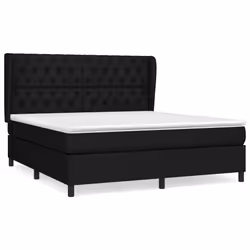 vidaXL Giroletto a Molle con Materasso Nero 160x200 cm in Tessuto - Vista aggiuntiva 2