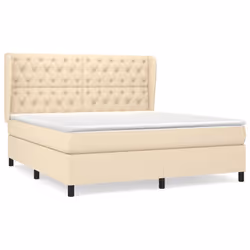 vidaXL Giroletto a Molle con Materasso Crema 160x200 cm in Tessuto - Vista aggiuntiva 2