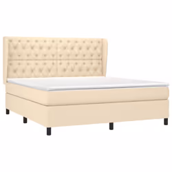 vidaXL Giroletto a Molle con Materasso Crema 160x200 cm in Tessuto - Vista aggiuntiva 3