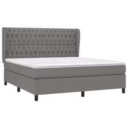vidaXL Giroletto a Molle con Materasso Grigio Scuro 180x200 cm Tessuto - Vista aggiuntiva 3