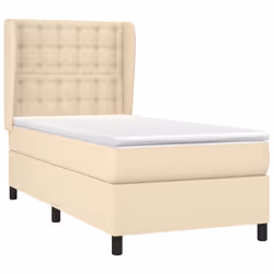 vidaXL Giroletto a Molle con Materasso Crema 90x190 cm in Tessuto - Vista aggiuntiva 3
