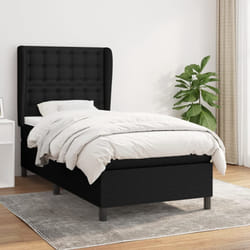 vidaXL Giroletto a Molle con Materasso Nero 90x200 cm in Tessuto