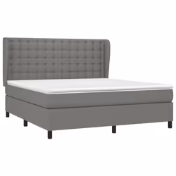 vidaXL Giroletto a Molle con Materasso Grigio Scuro 160x200 cm Tessuto - Vista aggiuntiva 3