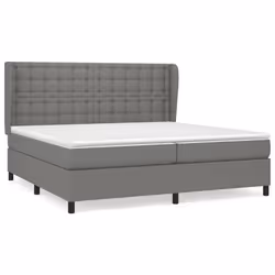 vidaXL Giroletto a Molle con Materasso Grigio Scuro 200x200 cm Tessuto - Vista aggiuntiva 2