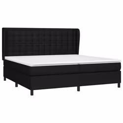 vidaXL Giroletto a Molle con Materasso Nero 200x200 cm in Tessuto - Vista aggiuntiva 3