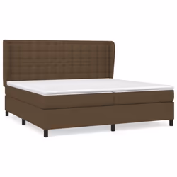 vidaXL Giroletto a Molle con Materasso Marrone Scuro 200x200cm Tessuto - Vista aggiuntiva 2