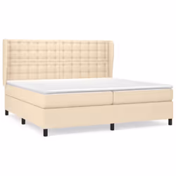 vidaXL Giroletto a Molle con Materasso Crema 200x200 cm in Tessuto - Vista aggiuntiva 2