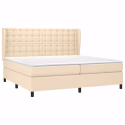 vidaXL Giroletto a Molle con Materasso Crema 200x200 cm in Tessuto - Vista aggiuntiva 3