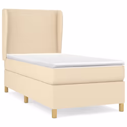 vidaXL Giroletto a Molle con Materasso Crema 90x190 cm in Tessuto - Vista aggiuntiva 2