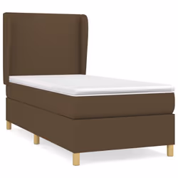 vidaXL Giroletto a Molle con Materasso Marrone Scuro 90x200 cm Tessuto - Vista aggiuntiva 2