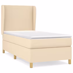 vidaXL Giroletto a Molle con Materasso Crema 90x200 cm inTessuto - Vista aggiuntiva 2