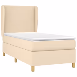 vidaXL Giroletto a Molle con Materasso Crema 90x200 cm inTessuto - Vista aggiuntiva 3
