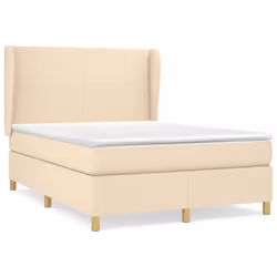 vidaXL Giroletto a Molle con Materasso Crema 140x200 cm in Tessuto - Vista aggiuntiva 2