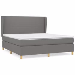 vidaXL Giroletto a Molle con Materasso Grigio Scuro 160x200 cm Tessuto - Vista aggiuntiva 2