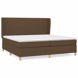 vidaXL Giroletto a Molle con Materasso Marrone Scuro 200x200cm Tessuto - Vista aggiuntiva 2