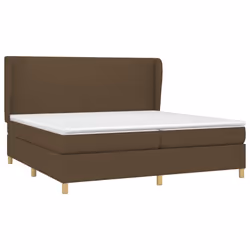 vidaXL Giroletto a Molle con Materasso Marrone Scuro 200x200cm Tessuto - Vista aggiuntiva 3