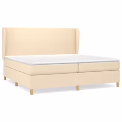 vidaXL Giroletto a Molle con Materasso Crema 200x200 cm in Tessuto - Vista aggiuntiva 2