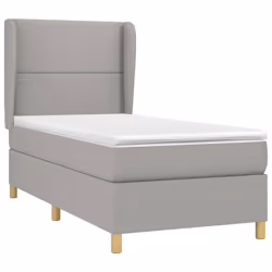 vidaXL Giroletto a Molle con Materasso Grigio Chiaro 90x200 cm Tessuto - Vista aggiuntiva 3