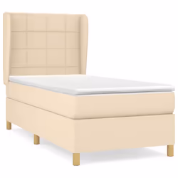 vidaXL Giroletto a Molle con Materasso Crema 90x200 cm inTessuto - Vista aggiuntiva 2