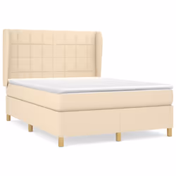 vidaXL Giroletto a Molle con Materasso Crema 140x200 cm in Tessuto - Vista aggiuntiva 2