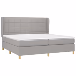 vidaXL Giroletto a Molle con Materasso Grigio Chiaro 200x200cm Tessuto - Vista aggiuntiva 3
