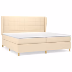 vidaXL Giroletto a Molle con Materasso Crema 200x200 cm in Tessuto - Vista aggiuntiva 2