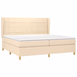 vidaXL Giroletto a Molle con Materasso Crema 200x200 cm in Tessuto - Vista aggiuntiva 3