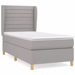 vidaXL Giroletto a Molle con Materasso Grigio Chiaro 90x200 cm Tessuto - Vista aggiuntiva 2