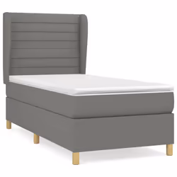 vidaXL Giroletto a Molle con Materasso Grigio Scuro 90x200 cm Tessuto - Vista aggiuntiva 2