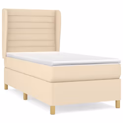 vidaXL Giroletto a Molle con Materasso Crema 90x200 cm inTessuto - Vista aggiuntiva 2