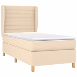vidaXL Giroletto a Molle con Materasso Crema 90x200 cm inTessuto - Vista aggiuntiva 3