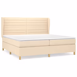 vidaXL Giroletto a Molle con Materasso Crema 200x200 cm in Tessuto - Vista aggiuntiva 2