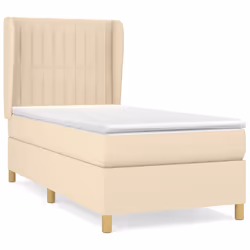 vidaXL Giroletto a Molle con Materasso Crema 90x200 cm inTessuto - Vista aggiuntiva 2