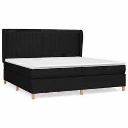 vidaXL Giroletto a Molle con Materasso Nero 200x200 cm in Tessuto - Vista aggiuntiva 2