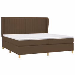 vidaXL Giroletto a Molle con Materasso Marrone Scuro 200x200cm Tessuto - Vista aggiuntiva 3