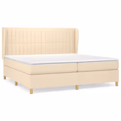vidaXL Giroletto a Molle con Materasso Crema 200x200 cm in Tessuto - Vista aggiuntiva 2