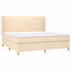 vidaXL Giroletto a Molle con Materasso Crema 200x200 cm in Tessuto - Vista aggiuntiva 3