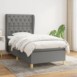 vidaXL Giroletto a Molle con Materasso Grigio Scuro 80x200 cm Tessuto