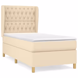 vidaXL Giroletto a Molle con Materasso Crema 90x190 cm in Tessuto - Vista aggiuntiva 2