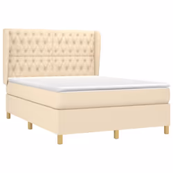 vidaXL Giroletto a Molle con Materasso Crema 140x200 cm in Tessuto - Vista aggiuntiva 3