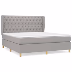 vidaXL Giroletto a Molle con Materasso Grigio Chiaro160x200 cm Tessuto - Vista aggiuntiva 2