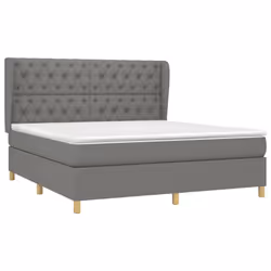 vidaXL Giroletto a Molle con Materasso Grigio Scuro 160x200 cm Tessuto - Vista aggiuntiva 3