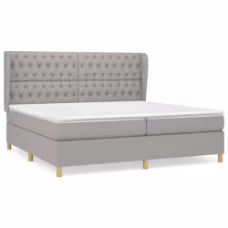 vidaXL Giroletto a Molle con Materasso Grigio Chiaro 200x200cm Tessuto - Vista aggiuntiva 2